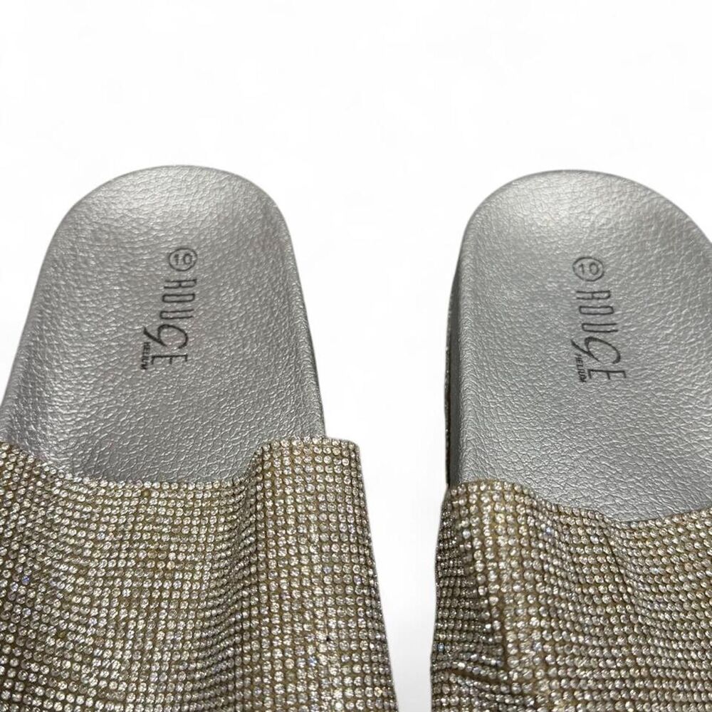 Rogue Women's Silver Rhinestone Slides Small Rhinestone Platform Size 10 - Picture 2 of 5